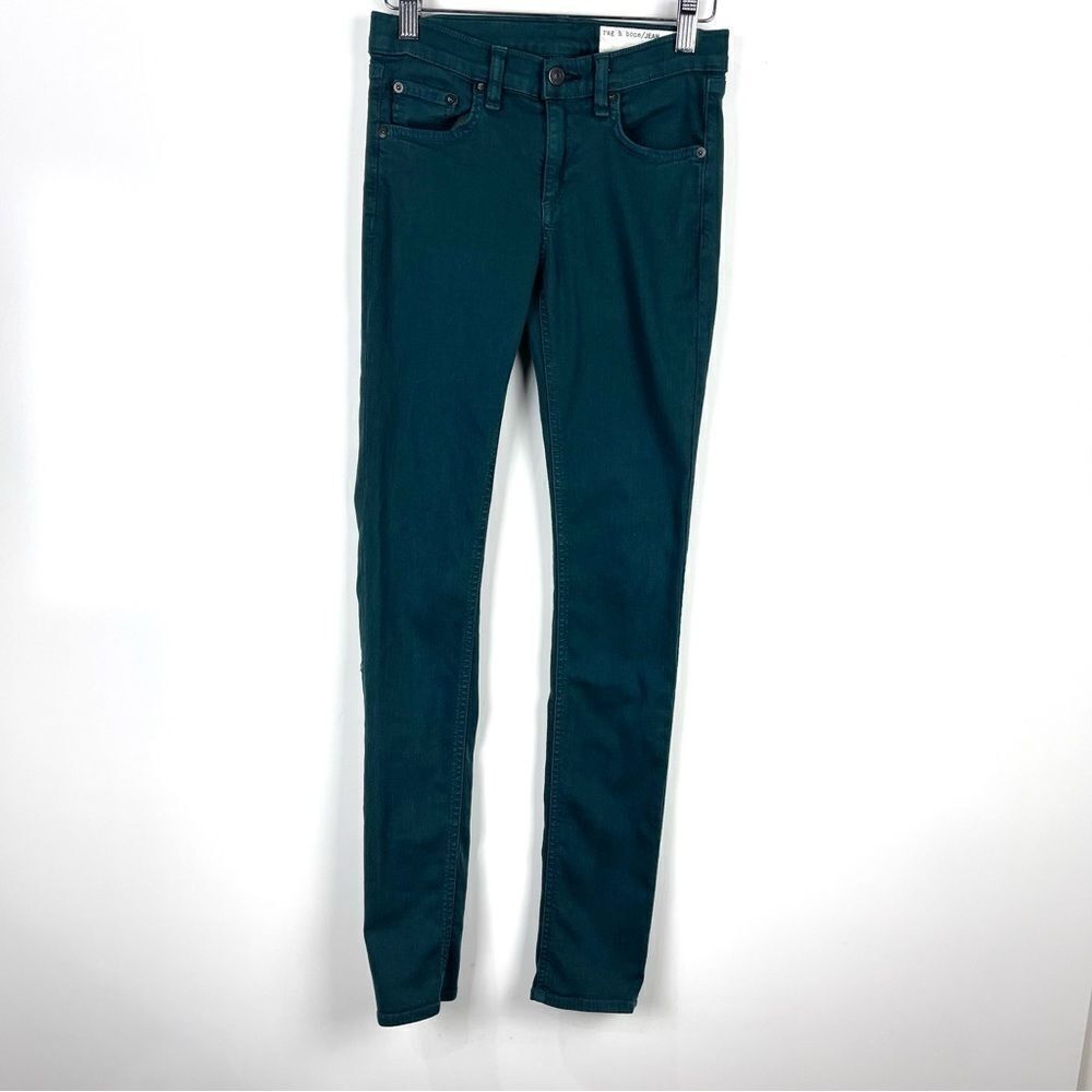 Rag & Bone Dark Green Skinny Jeans Women’s Size 24 Stretch Mid Rise Denim Pants